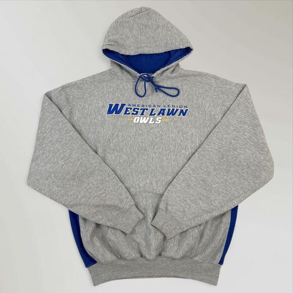 Westlawn Owls Baseball Hooded Sweatshirt Gray Pullover Hoodie Size 2XL - Picture 1 of 8